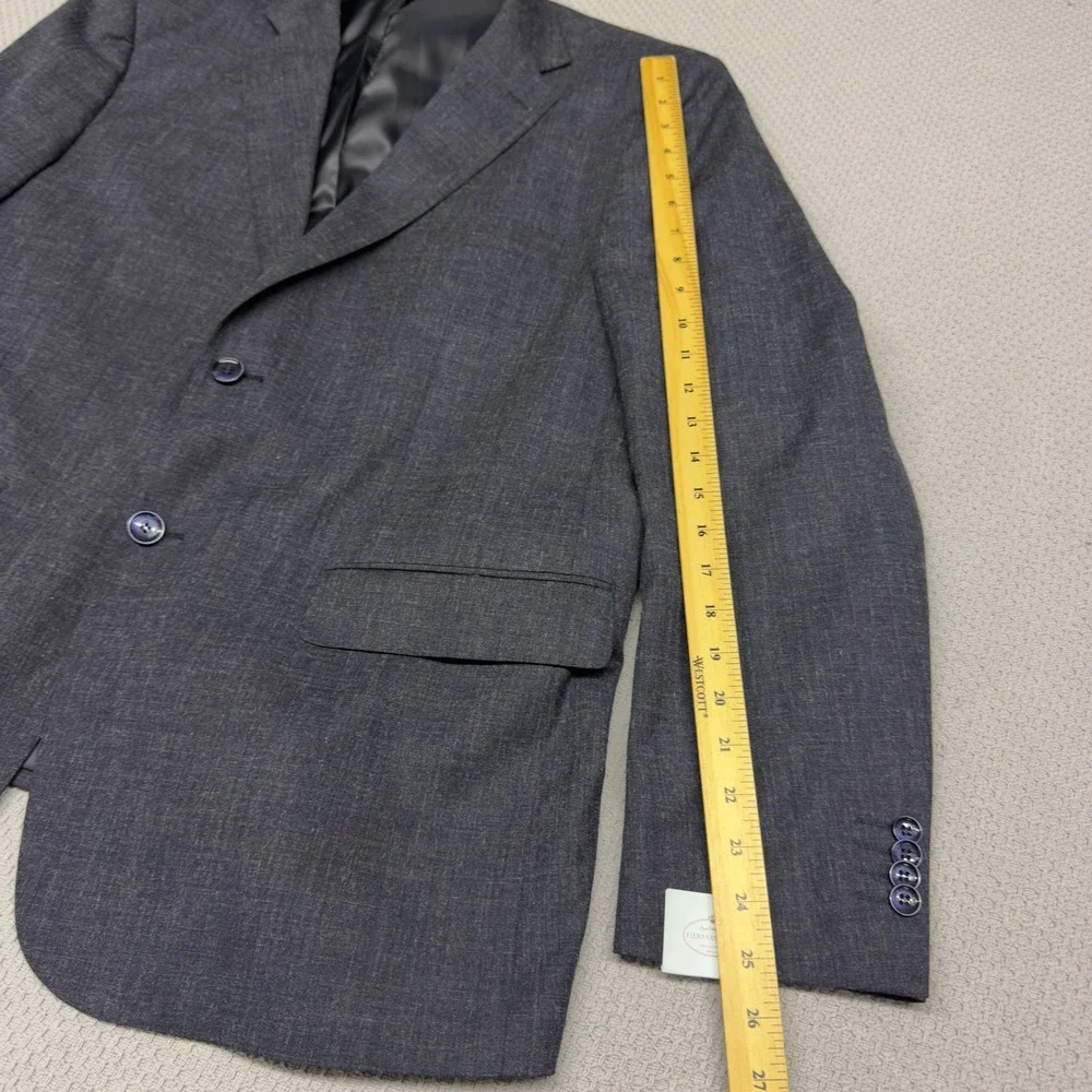 Herman & Sons Blazer Jacket Mens 48R Charcoal Grey Stretch Two Button Sport Coat
